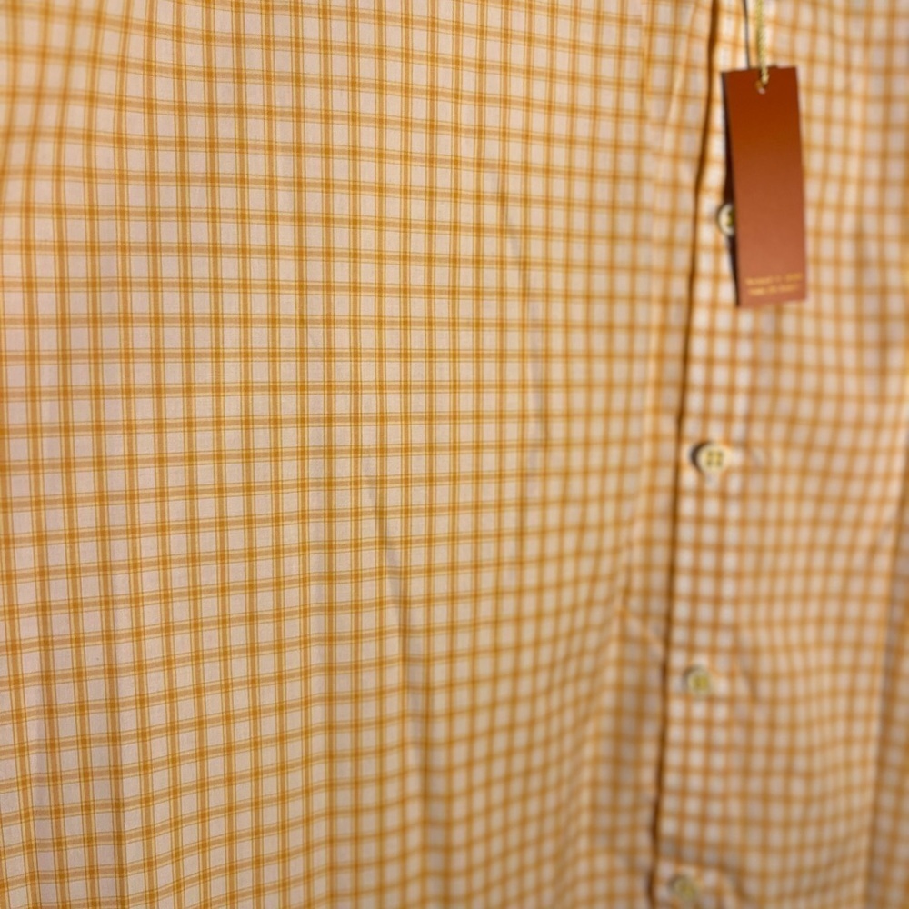 Men’s Egara Orange Checked Print Preppy Button Up Shirt 100% Cotton NWT Size 3X - Picture 6 of 6